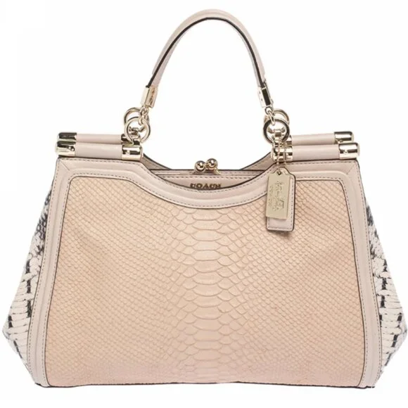 Coach Coach Blush Pink Python Embossed Leather Madison Pinnacle Carrie Tote - Picture 3 of 16